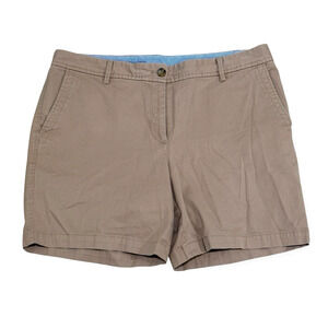 Talbots Womens 12 Relaxed Chino Shorts Tan Cotton Stretch Pockets Casual Preppy